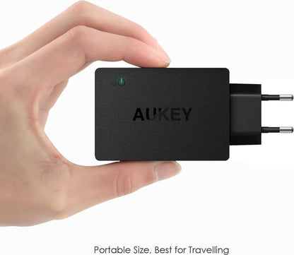 Aukey PA-U35 - 3-poorts USB-oplader (30 W / 6 A) met AiPower-technologie voor smartphone, zwart