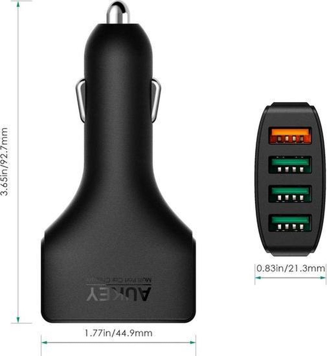 Aukey CC-T9 Qualcomm Quick Charge 3.0 Cigarette plug car charger 4 USB ports - Black