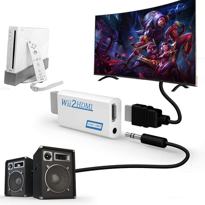 Wii naar HDMI-converter - Rybozen Wii naar HDMI-adapter - 1080P, 720P-poorten Uitvoer video en 3,5 mm audio - Ondersteunt alle Wii-weergavemodi - Snelheidsverhoging van 1 m - HDMI-kabel voor Wii-display