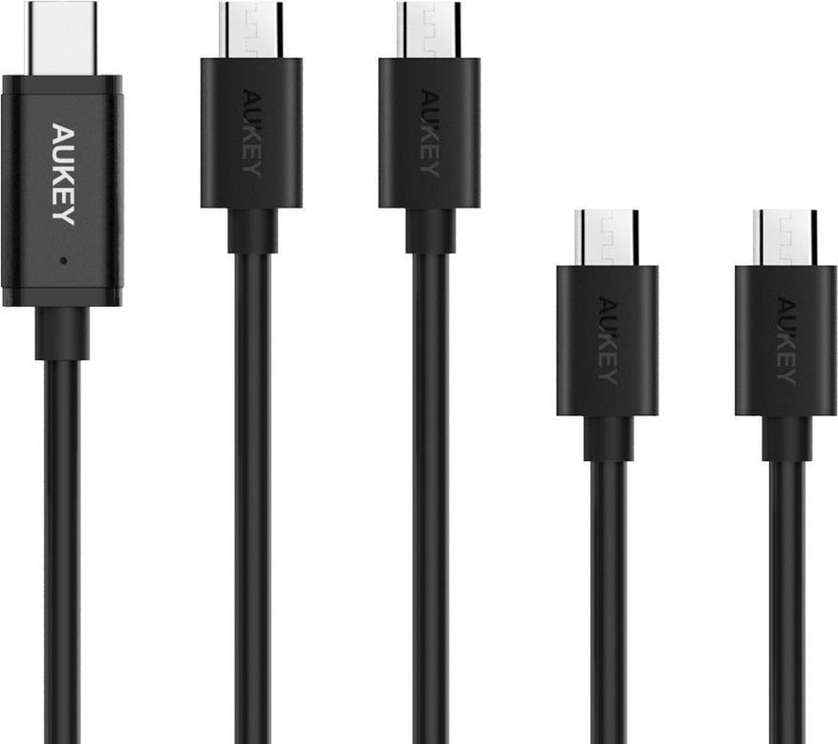 Aukey USB-C 1M 1x - MicroUSB 1M 2x - MicroUSB 0.3M 2x - 5 pack