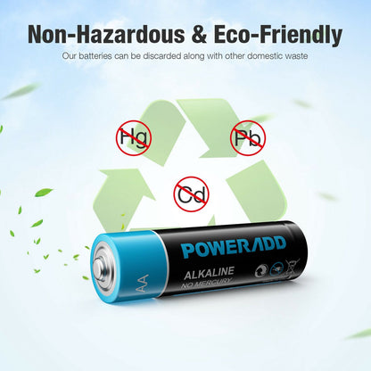 POWERADD 100x Alkaline AA batteries (25 blisters of 4 pcs) 1.5V Long-lasting and durable LR06 - battery pack