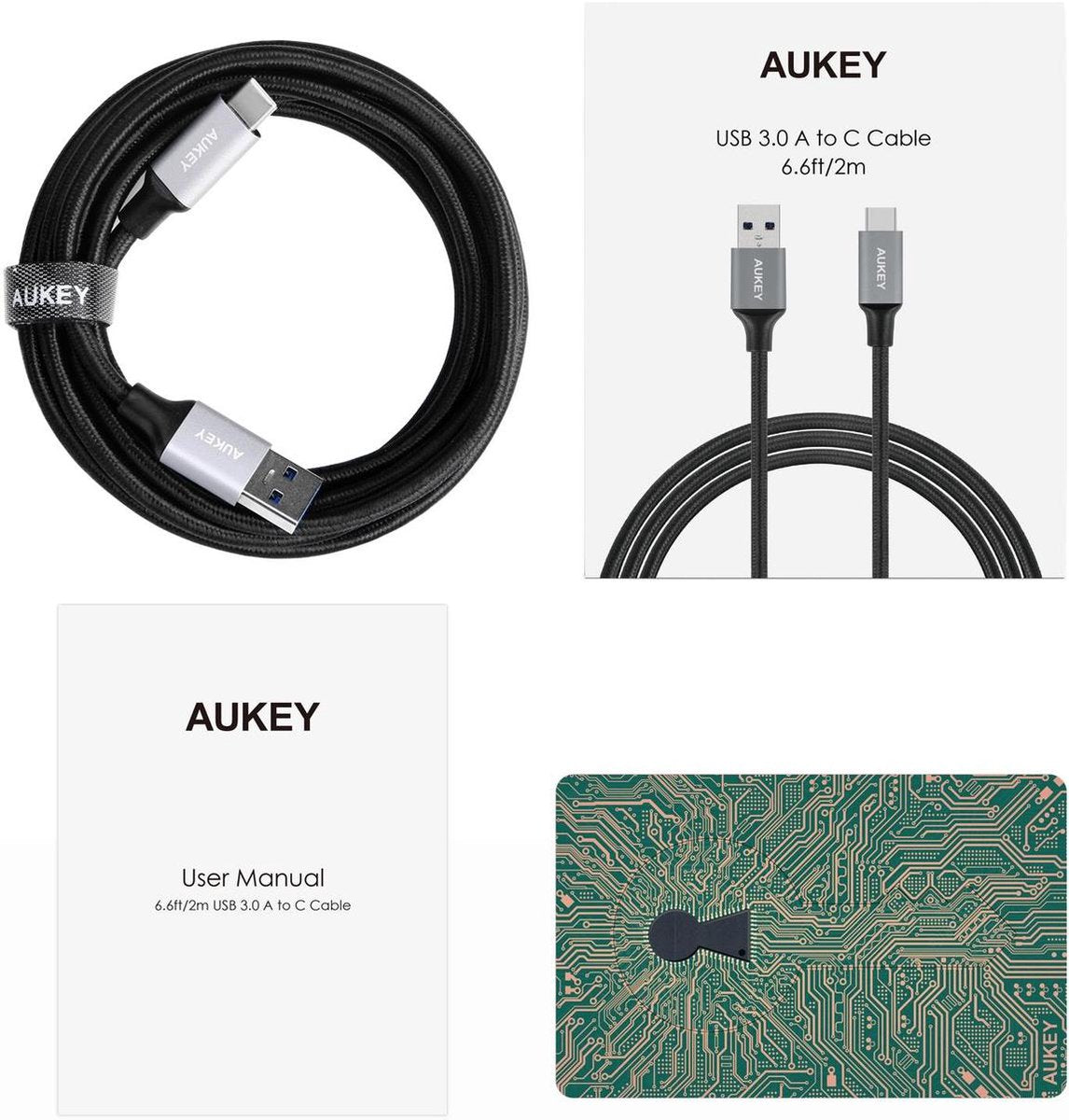 Aukey USB-C cable CB-CD3 - 2m - Black